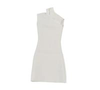 TISHITA Miniatura Vestido Corto Entallado Sin Mangas Cuello Alto Ropa Muñeca Tela Adecuado para Muestra Decoración Colección, Blanco