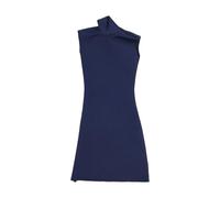 TISHITA Miniatura Vestido Corto Entallado Sin Mangas Cuello Alto Ropa Muñeca Tela Adecuado para Muestra Decoración Colección, Azul Oscuro