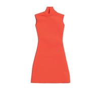 TISHITA Miniatura Vestido Corto Entallado Sin Mangas Cuello Alto Ropa Muñeca Tela Adecuado para Muestra Decoración Colección, Naranja Rojo
