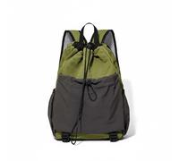 TISHITA Mochila de Cuerda Mochila Gimnasio Bolsa Deportiva Saco de Red con Bolsillo Frontal de Nylon Resistente Apertura Rápida Correas Adecuada para Correr, Verde, Verde Militar, L