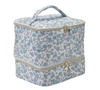 TISHITA Organizador de de Uñas Neceser Cosmético Estuche Maquillaje Maletín Belleza con Tiras para Herramientas y Pequeños Objetos Material Poliéster Adecuado, Floral Azul Pequeño