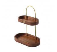 TISHITA Organizador de Tocador Estante Bandeja Exhibidor Repisa con Dos Niveles de Madera y Armazón Metálico Diseño Ovalado y Portátil Adecuado para Dormitorio Baño Tocador