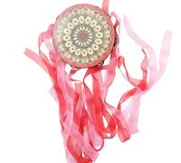TISHITA Pandereta con Cintas Instrumento de Mano Tamborín Accesorio de Baile con Sonido Claro y Presencia para Intérpretes, Rojo, Rosa, 6 Pulgadas, Pavo Real Rojo Con Cintas Rojo + Rosa