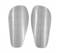 TISHITA Protector de Espinillas de Fútbol Protector Espinilleras Placas con Cáscara de Fibra de Carbono Auténtica y Acolchado EVA Que Absorbe Impactos, Plata, M