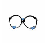 TISHITA Pulsera Brazalete Pareja Amistad Mariposa Corazón con Mitad Que Hace Luminosa Mano Tejida en Aleación y Cuerda Resistente Adecuada para Aniversarios, Cuerda Negra