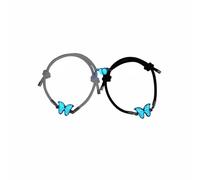 TISHITA Pulsera Brazalete Pareja Amistad Mariposa Corazón con Mitad Que Hace Luminosa Mano Tejida en Aleación y Cuerda Resistente Adecuada para Aniversarios, Cuerda Blanca