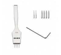 TISHITA Sacabocados con Mango Ergonómico para Costura Artesanal y Perforación Precisa Agujeros Circulares en Materiales Piel con Dientes Reemplazables y, 3.85MM 4 Dientes