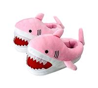 TISHITA Shark Pantuflas Furry Calzado Invierno Algodón Suela Antideslizante Forma Animal Suave Divertida Adecuada para Parejas Familia en Interior, Rosa