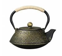 TISHITA Tetera de Hierro Fundido Tetera Japonesa Hervidor Caldera con Diseño Clásico y Conservación del Prolongada Apta para Té Diario Encuentros Tranquilos Casa de Té Regalo, Array, Negro Dorado
