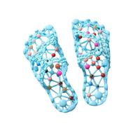 TISHITA Zapatillas de Baño para Mujer Sandalias de Ducha de Casa Pantuflas de Interior con Drenaje Hueco Suela Antideslizante PVC con Puntos de Masaje, Azul Claro Multicolor, 37/38