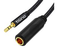 TISINO Adaptador de auriculares hembra de 1/4 pulgadas a macho de 3,5 mm, adaptador mini estéreo de 6,35 mm a 3,5 mm para amplificadores, guitarra, auriculares, amperios, etc. - 5 pies