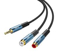Tisino Cable audio de 3,5mm TRS a doble RCA hembra (3 m), adaptador de audio estéreo de conector de auriculares a RCA, divisor auxiliar de sonido Hi-Fi para MP3, tableta, altavoz y amplificador