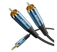 Tisino Cable auxiliar RCA a 3,5 mm (2 RCA macho a conector TRS de 1/8") para auriculares (1,5 m), ideal para conectar teléfonos móviles, reproductores MP3 a amplificadores y televisores