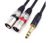 Tisino - Cable de conexión Macho estéreo de 1/4 de Pulgada TRS a Doble XLR Macho de 6,35 mm a Doble XLR - 1,5 m