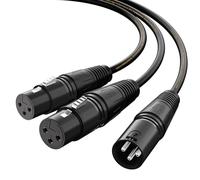 Tisino Cable divisor en Y XLR, doble hembra a XLR macho, combinador de micrófono en Y, cable adaptador de micrófono equilibrado (3 pines, 2 hembra a 1 macho), 10 pies