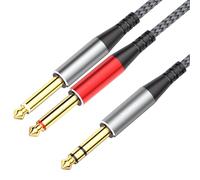 Tisino Cable divisor estéreo de 6,35mm TRS - 2M, Divisor en Y/Cable TRS de 1/4"/Cable de ruptura/Cable de conexión para amplificadores y mezcladores