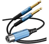Tisino Cable divisor Y hembra XLR a doble macho TS de 6,35mm (1m), cable adaptador convertidor hembra XLR a mono no balanceado de 6,35 mm para teclados, sintetizadores, cajas DI y mezcladores