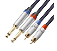 Tisino Cable RCA a Jack 6,35 mm Audio Estéreo HiFi, 2 RCA a 2 TS, 2m | Cable de Audio 2 RCA a Jack 6,35mm para Amplificador/Altavoces/Mesa de Mezclas, 20AWG Sonido HiFi, Chapado en Oro