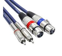 TISINO Cable XLR hembra dual a RCA, resistente 2 XLR hembra a 2 RCA macho, conexión HIFI de audio estéreo cable para micrófono, 3 m