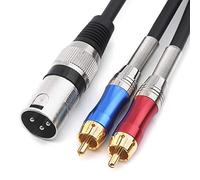 Tisino DISINO - Cable de conexión divisor en Y dual RCA a XLR macho, 2 conectores RCA / Phono desequilibrados a 1 XLR divisor duplicador cable adaptador -1,5 m