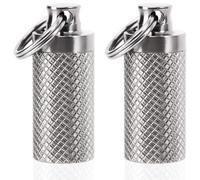 Tisky Llavero Pastillero Portátil, Titanio Impermeable Pastillero Contenedor, Mini Pastillero para Viaje al Aire Libre Bolsa o Bolsillo (2 unidades)
