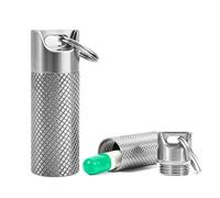 TISKY Mini pastillero (2 unidades), llavero portátil impermeable de titanio con collar adicional, pastillero pequeño de bolsillo para bolso de viaje al aire libre (minisize)