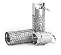 TISKY Mini Pastillero Contenedor, Portátil Titanio Impermeable Llavero Píldora Portátil, Pequeño Pastillero para Exterior Bolsa de viaje o bolsillo, Mini, Gris, 2
