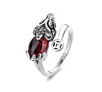 TiSkying Anillo Feng Shui, Anillo de Protección del Mantra de Ruby Pixiu Mani Anillo de la Riqueza Amuleto Riqueza Anillo Ajustable Abierto Suerte Anillo de Joyería Budista para Hombres Mujeres