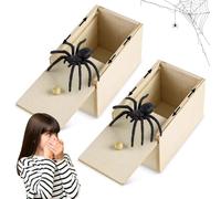 TISMHGKU 2 PCS Caja Araña Broma,Spider Prank Box,Caja con Araña Broma,Caja Broma Araña,Madera Araña Broma de la Araña de Caja, Articulos de Broma para Halloween Christmas Fools' Day Fiesta Regalos