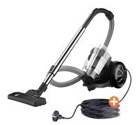 Tisoutec Aspiradora sin bolsa, 1600 W, 70 dB, filtro HEPA, boquilla de suelo para parqué, alfombra, azulejos, potente aspiradora con cable de 5 m = 13 m de radio de acción 2,2 L