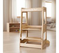 tiSsi® Torre de aprendizaje para hermanos Felix Natural – Torre de aprendizaje premium para 2 niños | personalizable – Sin personalización