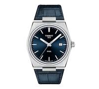 Tissot PRX 316L - Reloj de Cuarzo con Caja de Acero Inoxidable para Hombre, Azul, Cuero, 12 (T1374101604100)