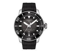 Tissot Seastar 2000 - Reloj de buceo automático suizo de acero inoxidable para hombre con correa de goma, color negro, 22 (Modelo: T1206071744100)