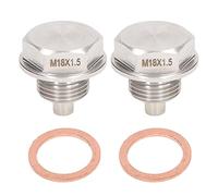 Tissting 2 Piezas Tapón Magnético Drenaje Aceite M18 x 1,5 mm DP007 Perno de Tuerca de Drenaje de Sumidero de Motor de Acero Inoxidable Con Junta de Arandela de Cobre, Universal para Coche