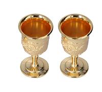 Tissting 2Pcs 1.5 X 2.7in Copa Gótica Medieval Decoración en Relieve Retro Dorado Para Copa de Vino,Decoración de Viaje Colección para el Hogar