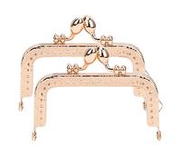 Tissting 2PCS Light Gold Purse Frame, 4.13in / 3.35in DIY Craft Metal Clasp for Handbag Wallet, Vintage Engraving Sewing Holes Easy Install Gift for Family Friends DIY Accessories (8.5cm Light Gold)