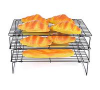 Tissting 3 Laye Plegable Rejilla de Enfriamiento Horno para Horno Seguro Pastel de Barbacoa Rectángulo de Alambre de Rejilla Rectángulo Seguro para Carne, Frutas y Verduras