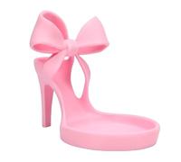 Tissting 3D Printed High Heel Jewelry Holder with Bow Pink - Elegante soporte para anillos, pulseras y pendientes, organizador único de joyas para tocador, regalo para mujer