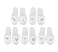 Tissting 5 Pares Zapatillas de Dama para Novia, Zapatillas Desechables con Estampado de Letras de Algodón, Antideslizantes Suaves para Accesorios de Fotografía Fiesta de Boda Hotel(Bride)