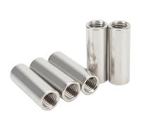 Tissting 5 Pcs Tuercas Largas, M12 x 1,75 Rosca Hembra 16mm OD 45mm Longitud Tuercas de Acoplamiento Redondas Acero Inoxidable Tuerca Conector