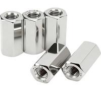 Tissting 5 Piezas Tuerca de Acoplamiento M10 x 1,5 Rosca Hembra 17mm OD 35mm Longitud 304 Tuercas de Acoplamiento de Varilla Plateada de Acero Inoxidable para el Mantenimiento de Reemplazo