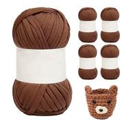 Tissting 5 Rollos Hilo para Tejer a Crochet, 25,2m Trapillo para Tejer Bolsos Alfombra de Algodón Trapillo para Crochet Caqui Hilo de Camiseta para Cestas de Ganchillo Bolsos Mantas Tejido a Mano