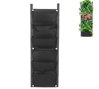 Tissting 6 Bolsillos Colgando Plantando Bolso Vertical No Tejido Pared Montado Flor Fresa Creciente Bolsillos Yarda Sintió Verdeado Patata Plantador Ollas(Negro)