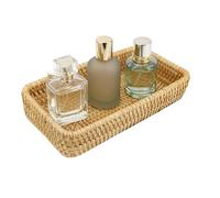 Tissting Bandeja de Mimbre, Bandeja Tejida a Mano Rectangular de Almacenamiento para Desayuno, Té, Bebidas y Pan, Decoración para Mesa y Hogar