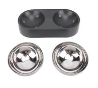 Tissting Bandeja Elevada para Mascotas Acero Inoxidable Antideslizante - Juego De 2 Cuencos para Comida Y Agua para Perros Y Gatos De Tamaño Mediano Pequeño 32x15.5cm