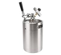 Tissting Barril de Cerveza Mini de Acero Inoxidable 5L con Manómetro 60PSI | Barril Cerveza Acero Inoxidable Manometro 60PSI Dispensador Vino Valvula Salida Capacidad 5L Fiesta