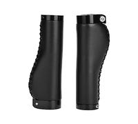 Tissting Bike Grips, PU Leather Mountain Bicycle Handle Grips Lockable Folding Cycling, 1 Pair for Mountain Bike Bicycle Cycling (Negra)