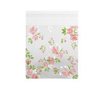 Tissting Bolsa para Caramelos y Galletas con Diseño de Flores, 4 Tipos 100 Unidades, Bolsa Adhesiva de Plastico para Fiestas, Boda, Cumpleanos (Punto 10 * 10 CM)