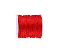 Tissting Braceletas de cuerda de trenza, cordón de 7 nudos chino nudo cordón nylon nudo chino macrame hilo de hilo para joyas de bricolaje haciendo artesanías de artes rojo