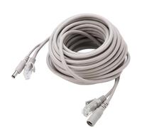 Tissting Cable Ethernet RJ45+DC para CCTV, Cable Cat 5 Integrado con extensión de energía 5M/10M/15M/20M, Compatible con 2.1mm/5.5mm Jack para cámaras IP y Sistemas NVR 10Mbps/100M (15m)
